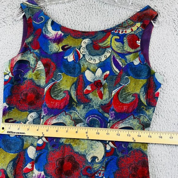 Vintage George Georgiou Colorful Abstract Print 100% Silk Dress Small - Picture 7 of 9